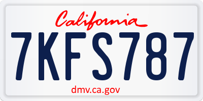 CA license plate 7KFS787