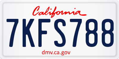 CA license plate 7KFS788