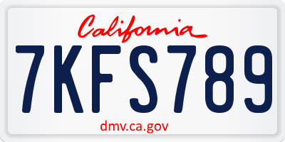CA license plate 7KFS789