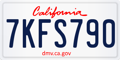 CA license plate 7KFS790