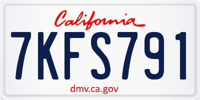 CA license plate 7KFS791