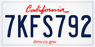 CA license plate 7KFS792