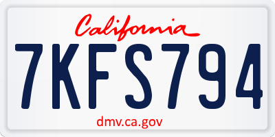 CA license plate 7KFS794