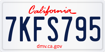 CA license plate 7KFS795