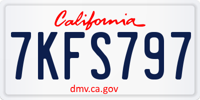CA license plate 7KFS797