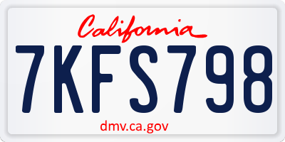 CA license plate 7KFS798