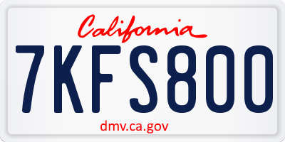 CA license plate 7KFS800