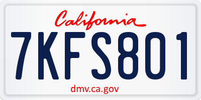 CA license plate 7KFS801