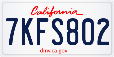 CA license plate 7KFS802
