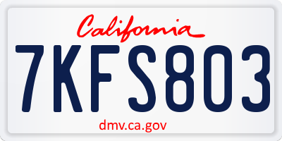 CA license plate 7KFS803