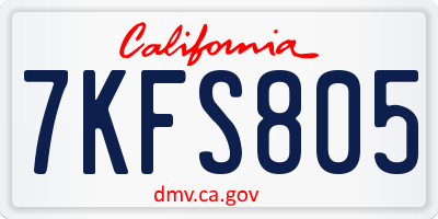 CA license plate 7KFS805
