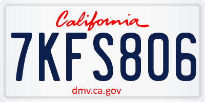 CA license plate 7KFS806
