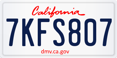 CA license plate 7KFS807