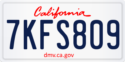 CA license plate 7KFS809