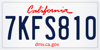 CA license plate 7KFS810