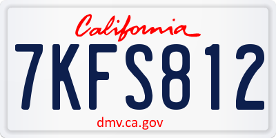 CA license plate 7KFS812