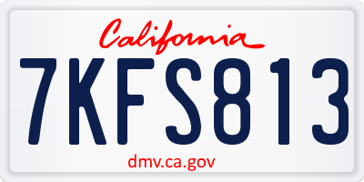 CA license plate 7KFS813