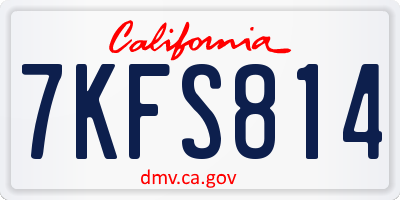 CA license plate 7KFS814