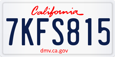 CA license plate 7KFS815