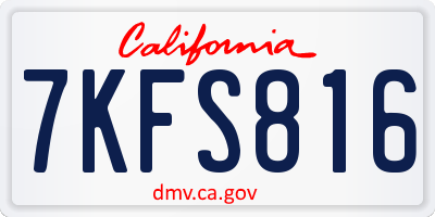 CA license plate 7KFS816