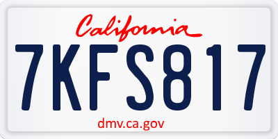 CA license plate 7KFS817
