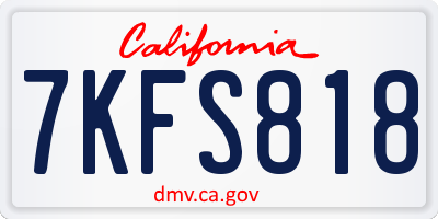 CA license plate 7KFS818