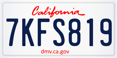 CA license plate 7KFS819