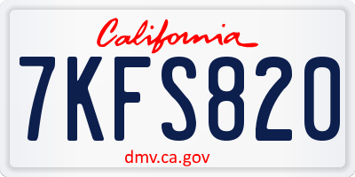 CA license plate 7KFS820