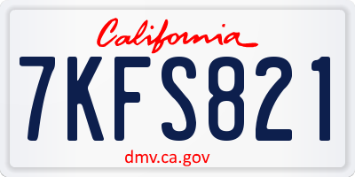 CA license plate 7KFS821