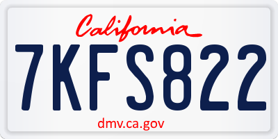 CA license plate 7KFS822