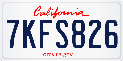 CA license plate 7KFS826