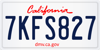 CA license plate 7KFS827