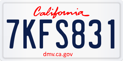 CA license plate 7KFS831
