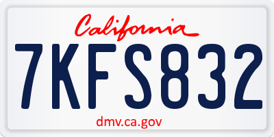 CA license plate 7KFS832