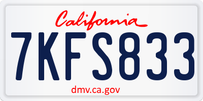 CA license plate 7KFS833