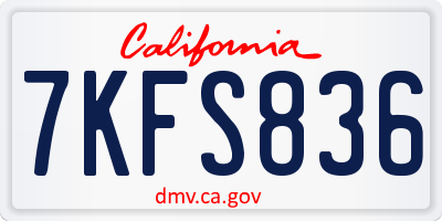 CA license plate 7KFS836