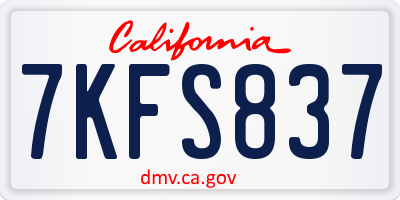 CA license plate 7KFS837
