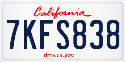 CA license plate 7KFS838