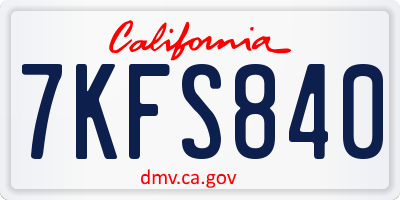 CA license plate 7KFS840