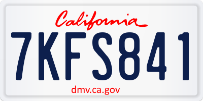 CA license plate 7KFS841