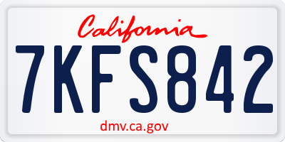 CA license plate 7KFS842