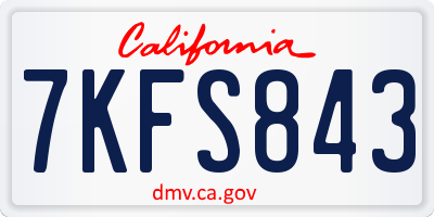 CA license plate 7KFS843