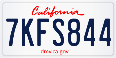 CA license plate 7KFS844