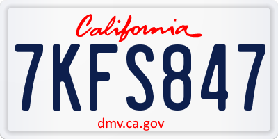 CA license plate 7KFS847