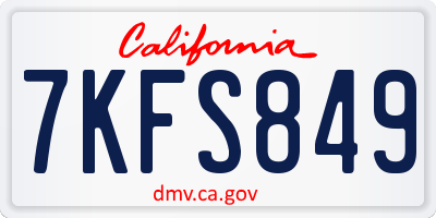 CA license plate 7KFS849