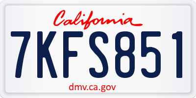 CA license plate 7KFS851