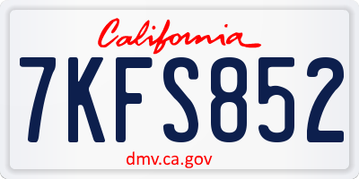 CA license plate 7KFS852