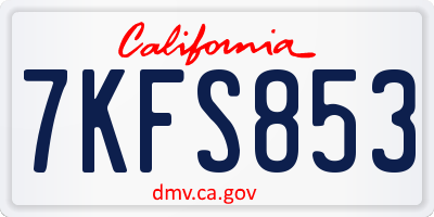 CA license plate 7KFS853