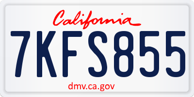 CA license plate 7KFS855