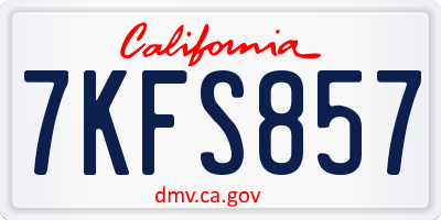 CA license plate 7KFS857